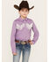 Shyanne Girls' Solid Long Sleeve Western Riding Shirt, Purple, hi-res