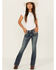 Image #1 - Grace in LA Girls' Medium Wash Stretch Bootcut Jeans, Medium Wash, hi-res