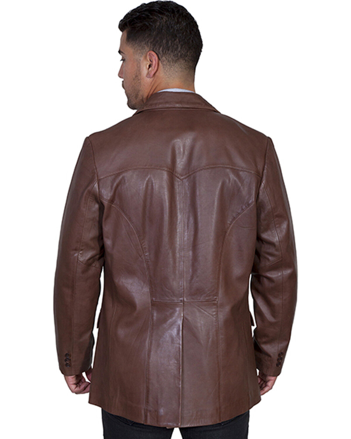 Image #3 - Scully Men's Lamb Leather Blazer - Big and Tall, Chocolate, hi-res