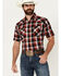 Image #1 - Ely Walker Men's Plaid Print Short Sleeve Snap Western Shirt, Red, hi-res