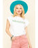 Image #1 - Wrangler Modern Women's White Logo High Rib Cropped Tee, White, hi-res