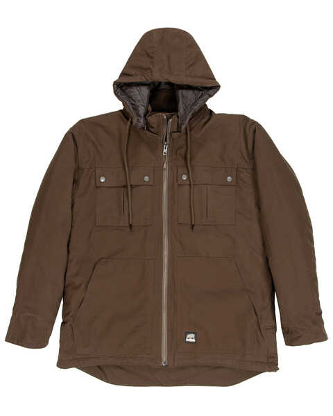Image #1 - Berne Men's Brown Modern Zip-Off Hooded Work Chore Coat - Big , , hi-res