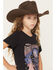 Image #2 - Wrangler X Lainey Wilson Girls' Shooting For The Moon Short Sleeve Graphic Tee, Black, hi-res