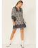 Angie Women's Floral Peasant Mini Dress, Blue/white, hi-res