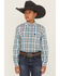 Image #1 - Cinch Boys' Plaid Print Long Sleeve Button-Down Western Shirt, Blue, hi-res