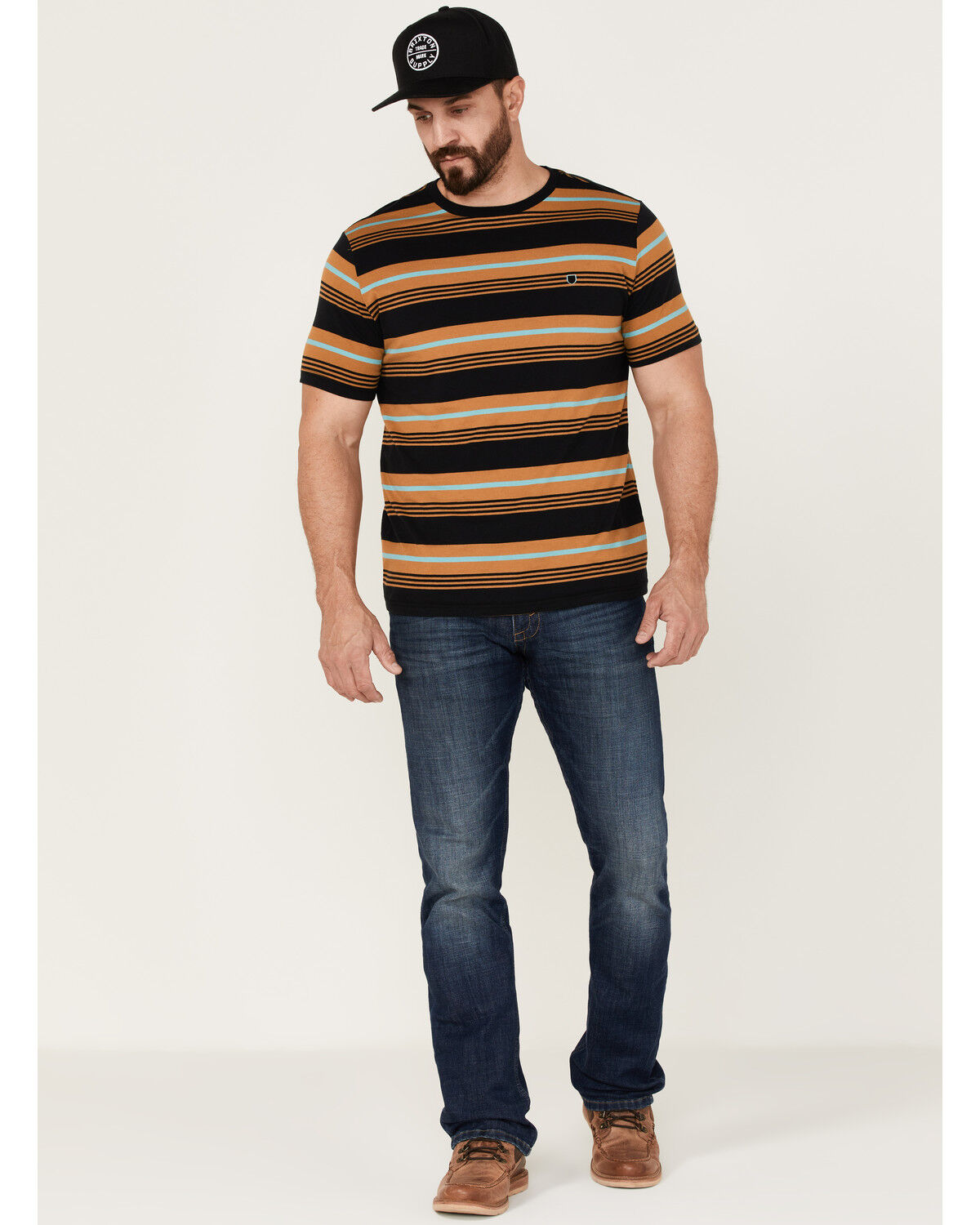 Image #2 - Brixton Men's Hilt Shield Striped Knit T-Shirt, Black, hi-res