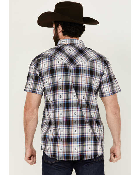 Image #4 - Moonshine Spirit Men's Wreckless Plaid Print Short Sleeve Snap Western Shirt , White, hi-res