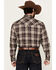 Image #4 - Wrangler Retro Men's Plaid Print Long Sleeve Snap Western Shirt, Brown, hi-res