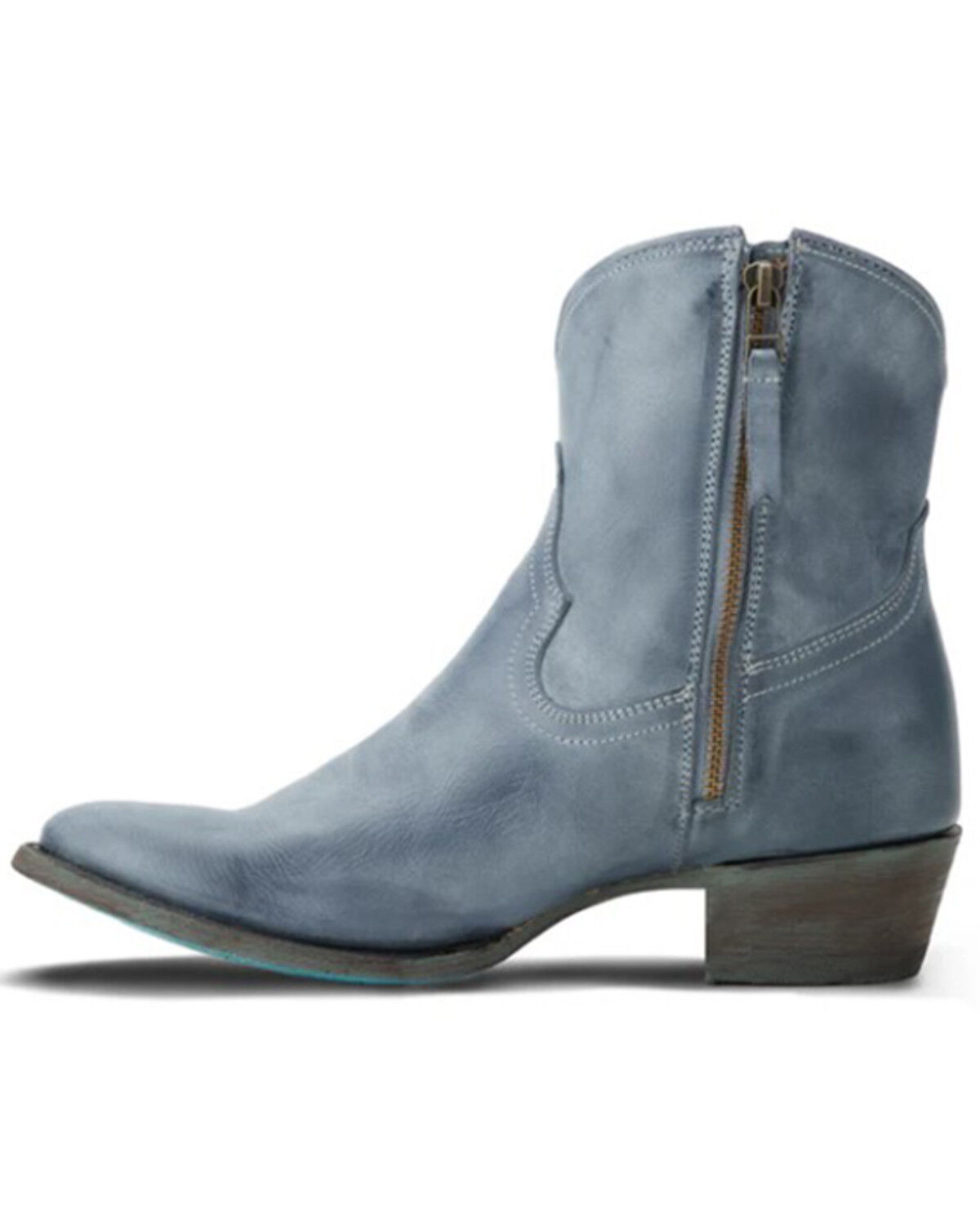 Image #3 - Lane Women's Plain Jane Western Booties - Round Toe, Blue, hi-res