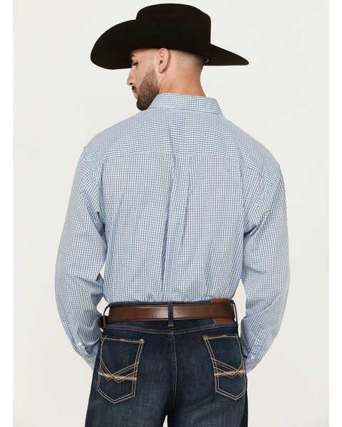 Image #4 - Wrangler Men's Classics Plaid Print Long Sleeve Button-Down Western Shirt, Blue, hi-res