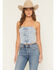 Image #2 - Blue B Women's Bow Tie Denim Bustier, Light Wash, hi-res