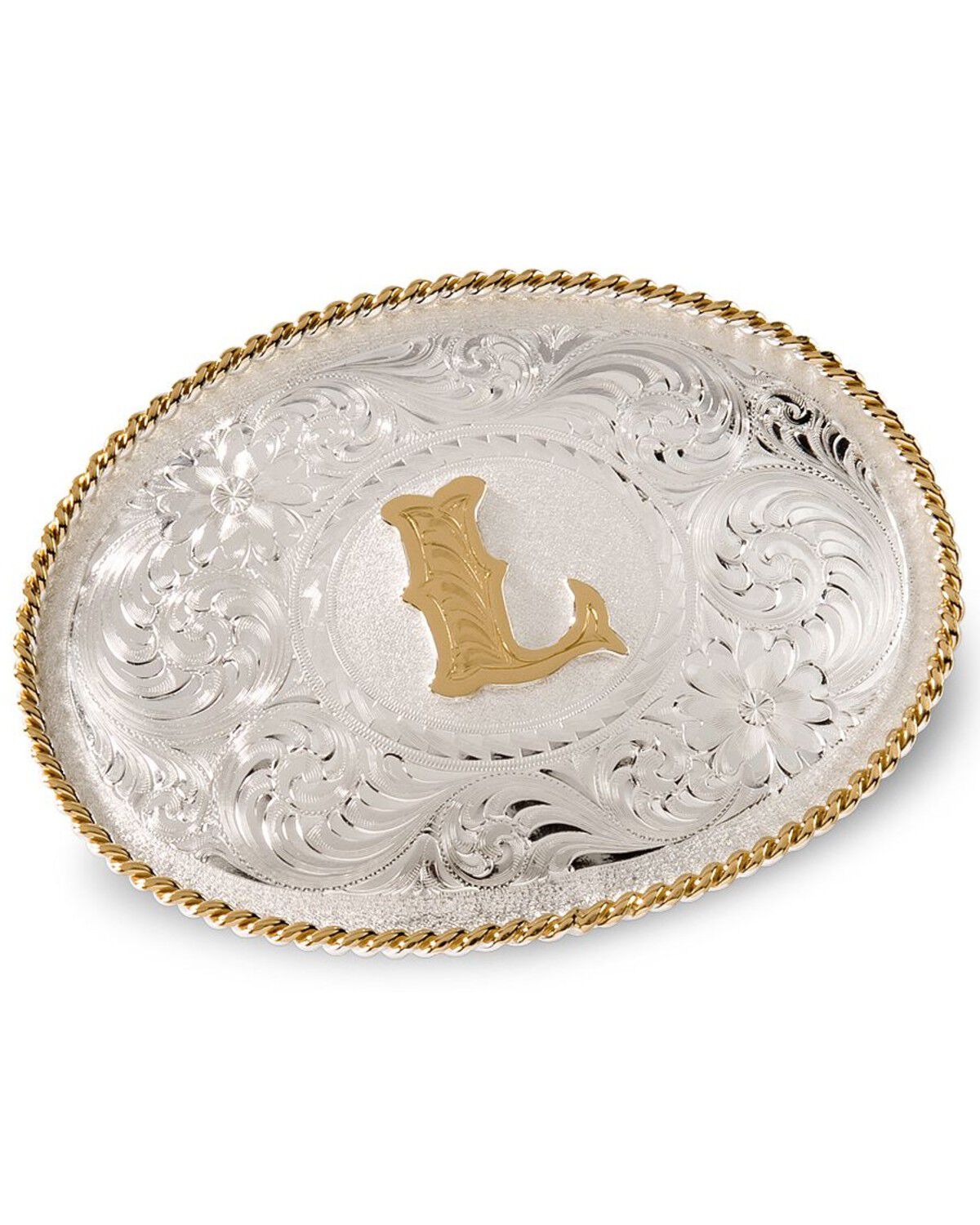 Montana Silversmiths Initial "L" Belt Buckle, Silver, hi-res