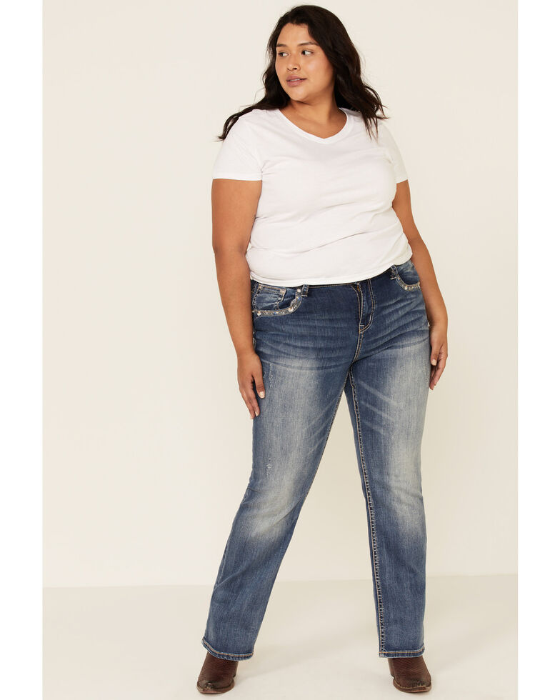 Grace in LA Women's Zip Zap Straight Leg Jeans - Plus, Blue, hi-res