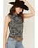 Image #2 - Wrangler Women's Cactus Print Sleeveless Snap Western Shirt, Black, hi-res