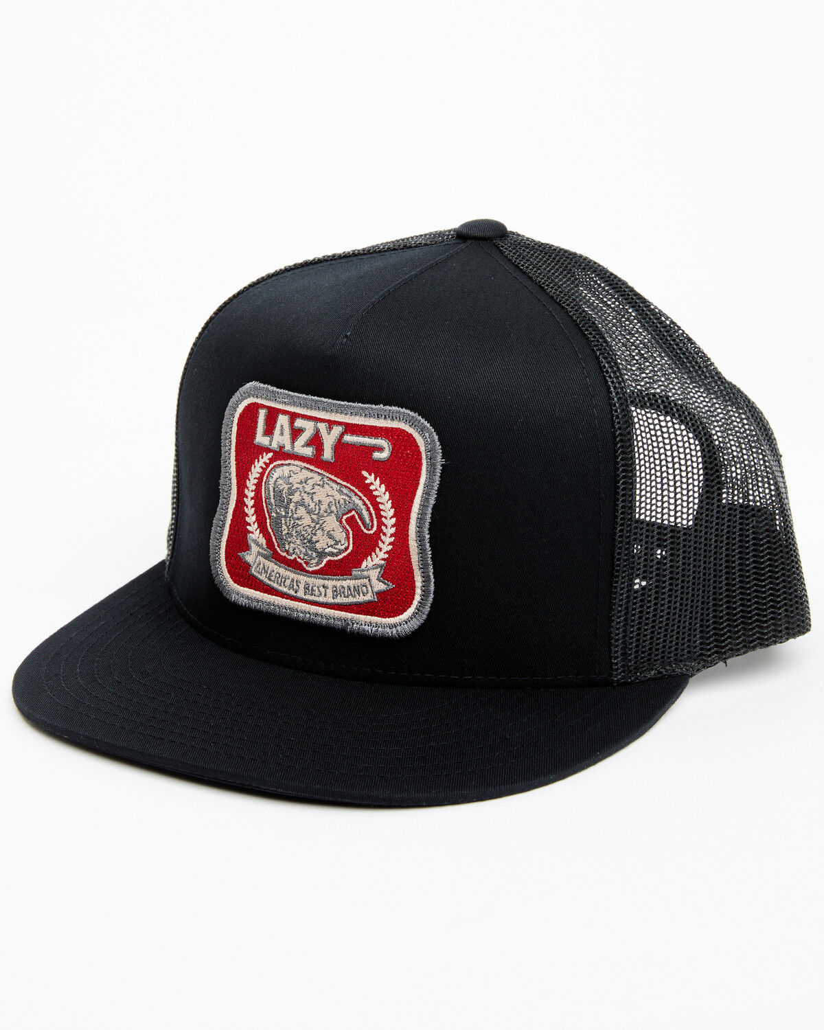 Image #1 - Lazy J Ranch Wear Men's America's Best Brand Patch Trucker Cap, Black, hi-res