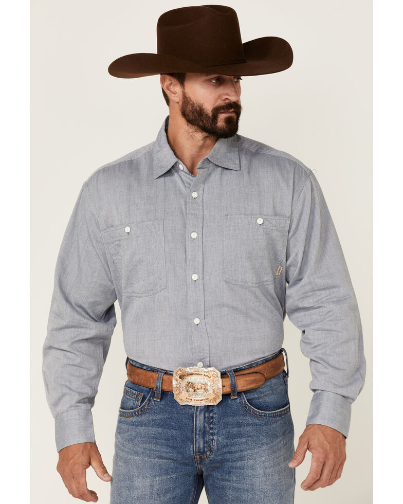 Double R By Resistol Men's Solid Grey Rawlins Long Sleeve Snap Western Shirt , Grey, hi-res