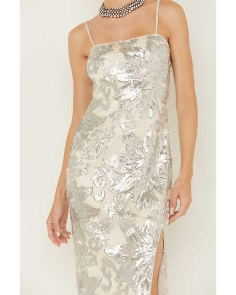 Image #3 - Sadie & Sage Women's Aura Floral Sequins Midi Dress, Silver, hi-res