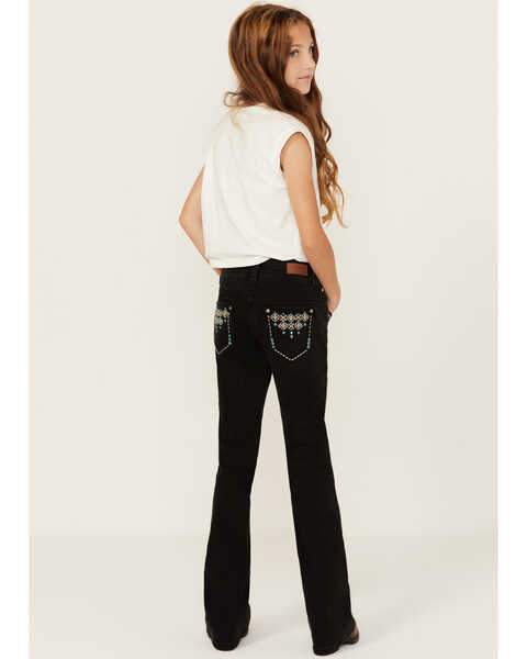 Image #3 - Shyanne Girls' Southwestern Embroidered Pocket Bootcut Stretch Jeans, Black, hi-res
