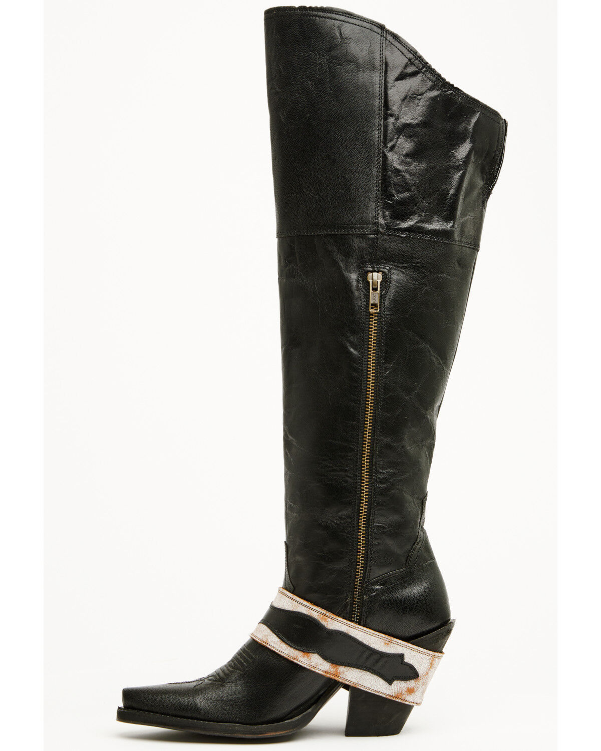 Image #3 - Dan Post Women's Jolene Buckle Knee High Western Boots - Snip Toe, Black, hi-res