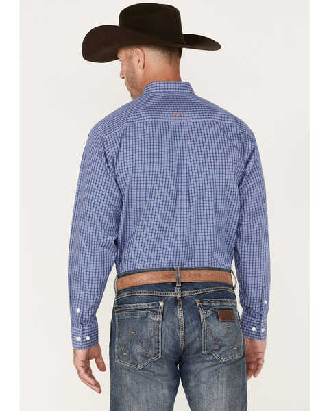 Image #4 - Ariat Men's Wrinkle Free Dash Small Plaid Print Long Sleeve Button Down Western Shirt , Blue, hi-res