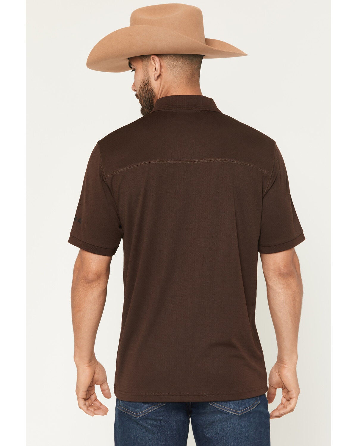 Image #4 - RANK 45&reg; Men's Rigged Solid Zipper Polo, Brown, hi-res