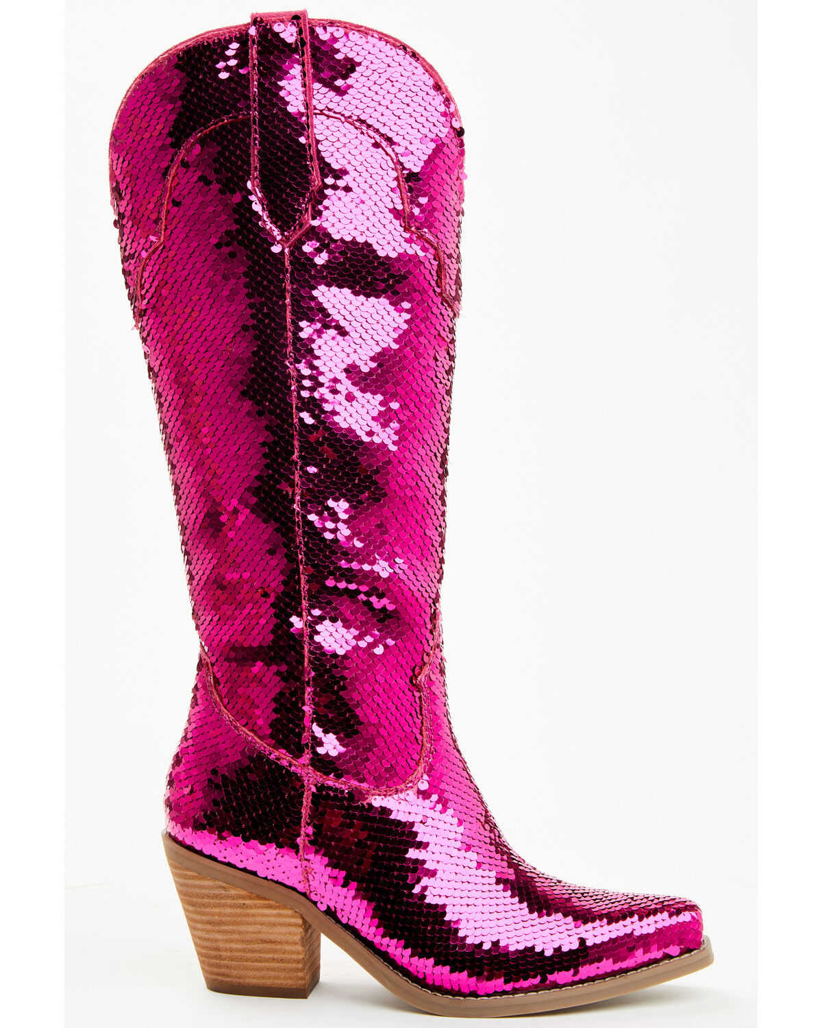 Image #2 - Dingo Women's Sequin Dance Hall Queen Tall Western Boots - Snip Toe, Fuchsia, hi-res