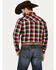 Ely Walker Men's Plaid Print Long Sleeve Snap Western Shirt, Red, hi-res