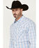Image #2 - Wrangler 20X Men's Plaid Print Long Sleeve Snap Stretch Western Shirt, Blue, hi-res
