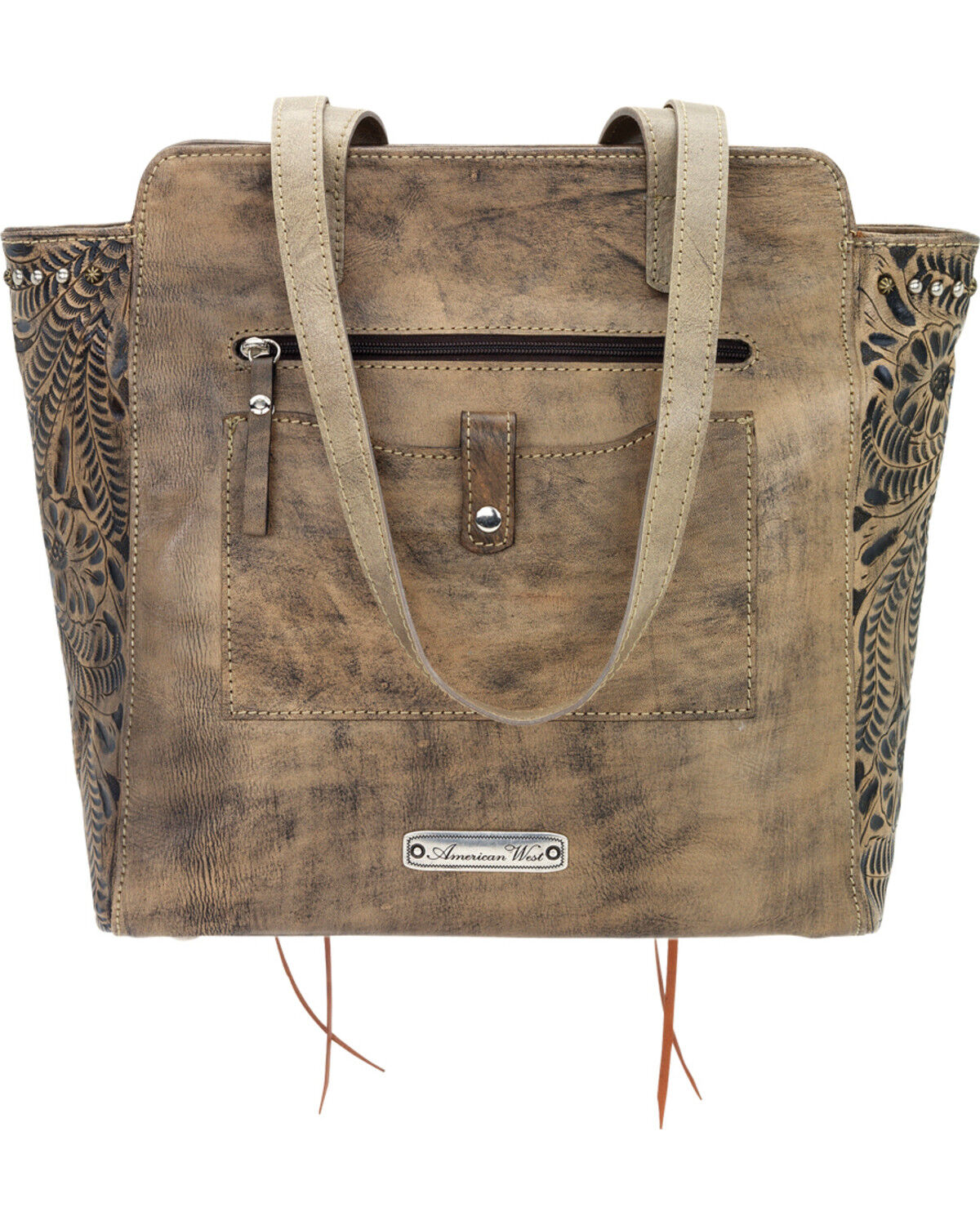 Image #3 - American West Navajo Soul Zip Top Tote, Dark Brown, hi-res