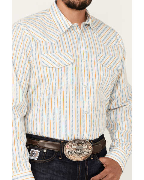 Image #3 - Gibson Trading Co Men's Midway Vertical Striped Print Long Sleeve Snap Western Shirt , White, hi-res