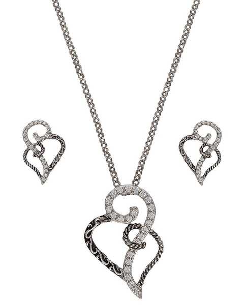 Montana Silversmiths Woven Hearts Jewelry Set, Multi, hi-res