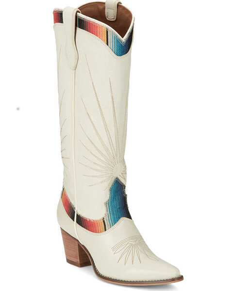 Image #1 - Nocona Women's Pearl Serape Western Boots - Snip Toe, White, hi-res