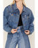 Image #3 - Wrangler Women's Medium Wash Cowboy Cropped Denim Jacket, Blue, hi-res