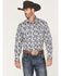 Wrangler 20X Men's Paisley Print Competition Advanced Comfort Long Sleeve Snap Western Shirt, Blue, hi-res