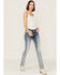 Image #1 - Miss Me Women's Mid Rise Straight Multi Embroidered Leather Wing Back Pocket Jeans, , hi-res
