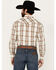 Image #4 - Roper Men's Plaid Print  Long Sleeve Pearl Snap Western Shirt, Cream, hi-res