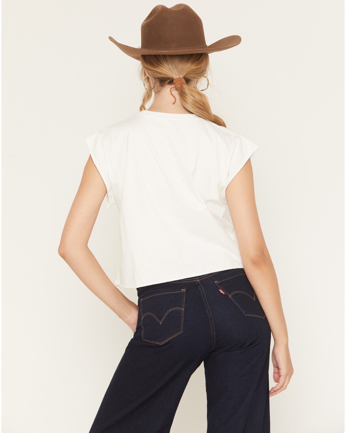 Image #4 - People of Leisure Women's Riley Green Logo Graphic Muscle Tee, White, hi-res