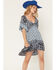 Image #1 - Angie Women's Floral Print Short Sleeve Mini Dress, Blue, hi-res
