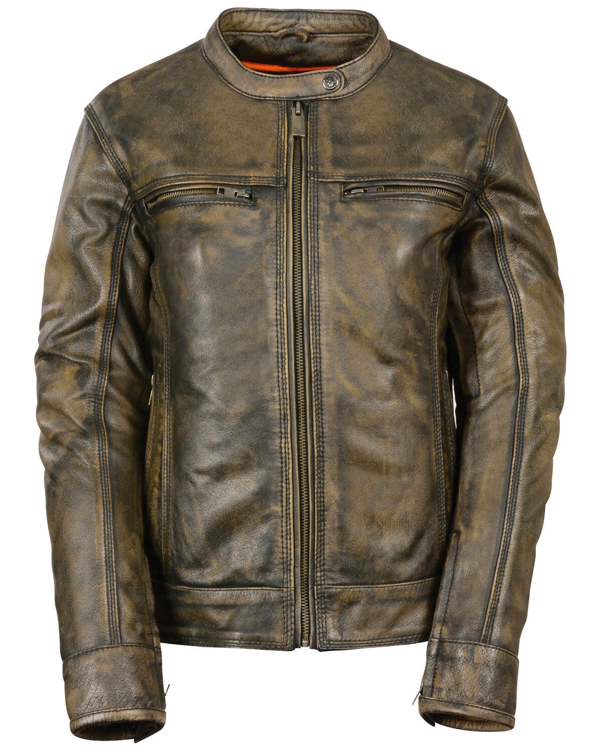 Image #1 - Milwaukee Leather Women's Distressed Vented Scooter Leather Jacket - 5X, Black/tan, hi-res