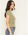 Image #2 - Cleo + Wolf Women's Solid Short Sleeve Graphic Baby Tee, Moss Green, hi-res