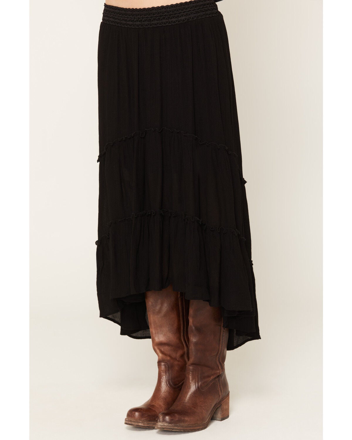 Image #2 - Shyanne Women's Sara High-Low Tiered Midi Skirt, Black, hi-res