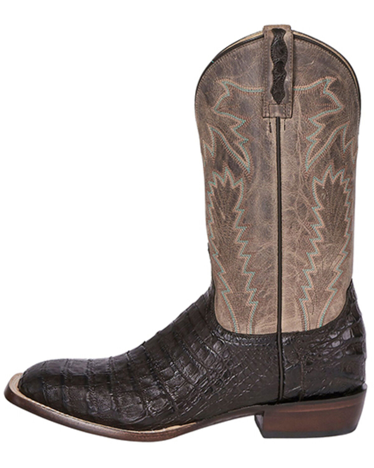 Image #2 - Lucchese Men's Wyatt Exotic Caiman Western Boots - Broad Square Toe, Chocolate, hi-res