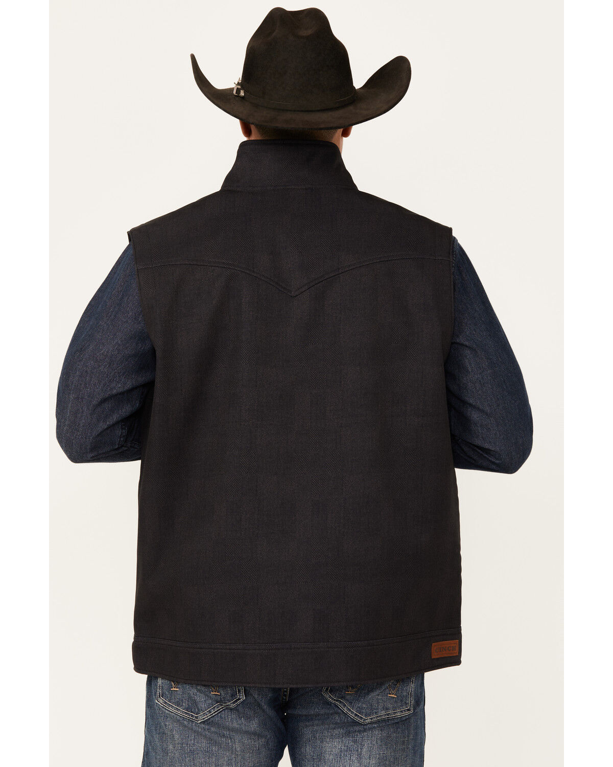 Image #4 - Cinch Men's Herringbone Textured Concealed Carry Bonded Vest, Charcoal, hi-res