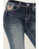 Grace in LA Women's Medium Wash Mid Rise Floral Steer Head Pocket Bootcut Jeans, Medium Wash, hi-res