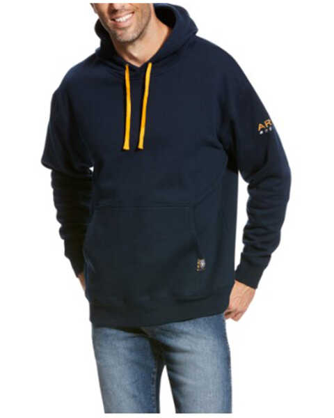 Image #1 - Ariat Men's Rebar Logo Hooded Sweatshirt - Big & Tall, Navy, hi-res