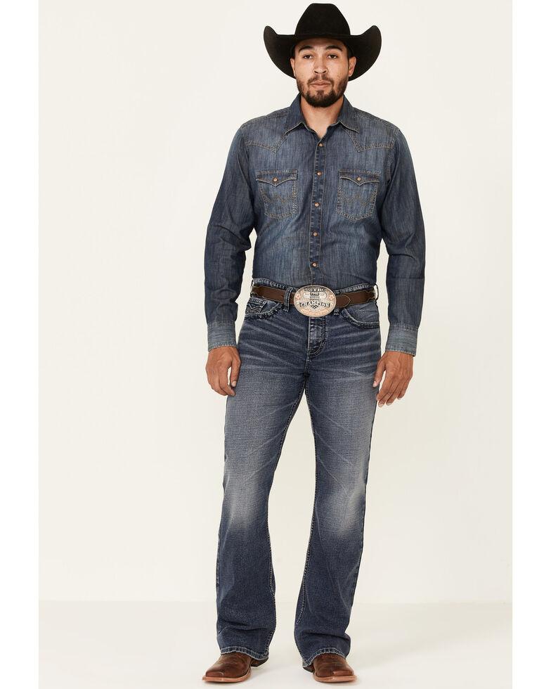 Cody James Men's Overo Medium Wash Rigid Relaxed Bootcut Jeans , Blue, hi-res