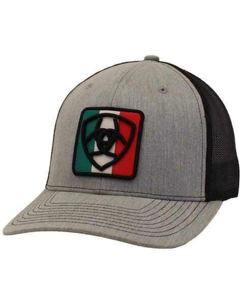 Ariat Men's Shield Mexican Flag Trucker Cap , Grey, hi-res