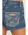 Image #4 - Wrangler Retro Women's Mae Medium Wash Mid Rise Floral Pocket Denim Shorts, Medium Wash, hi-res