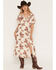Image #1 - Shyanne Women's Renee Floral Print Short Sleeve Midi Dress, Natural, hi-res