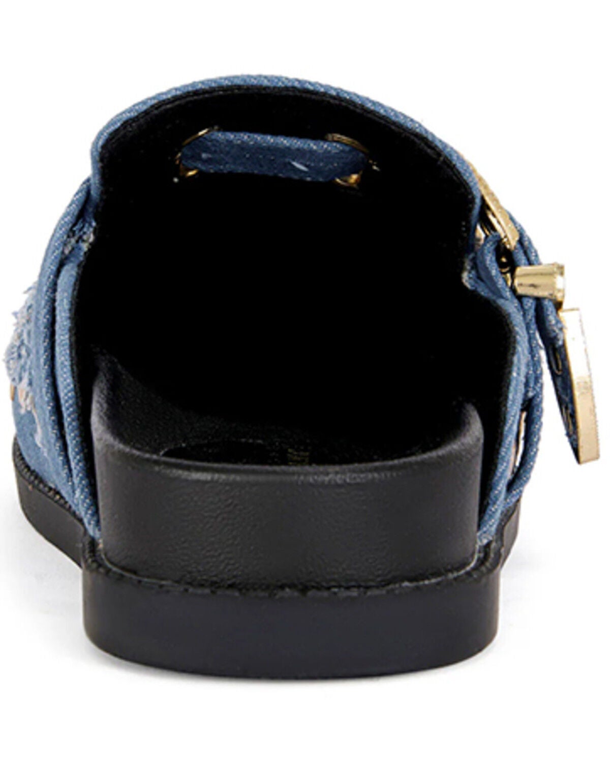 Image #3 - Azalea Wang Women's Zale Studded Denim Mules, Blue, hi-res